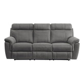 9301GRY-3 - Double Reclining Sofa with Center Drop-Down Cup Holders Half Price Furniture