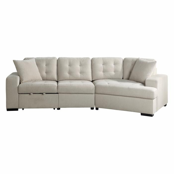 9401BEG*22LRU - (2)2-Piece Sectional with Pull-out Ottoman Half Price Furniture