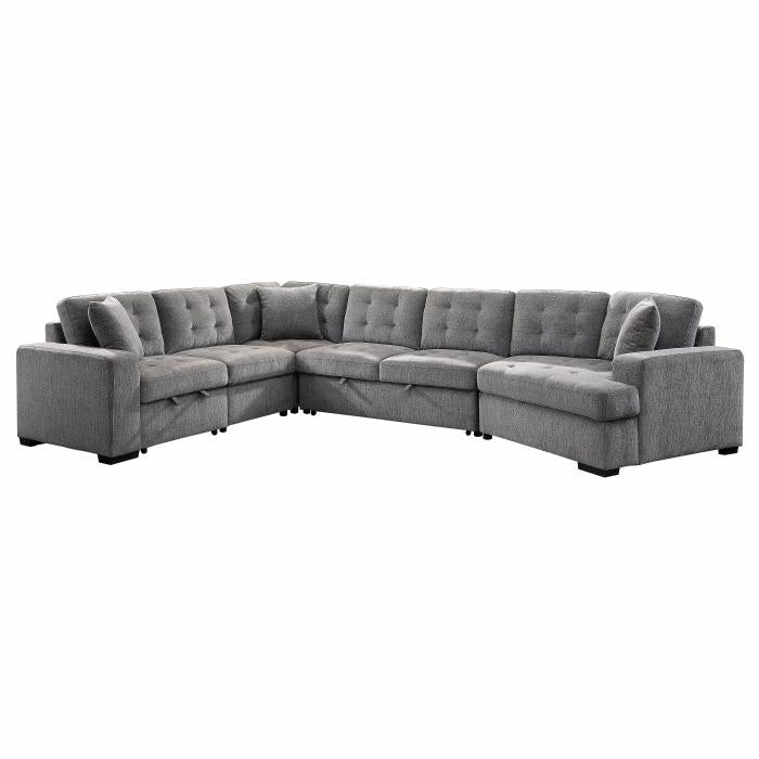 9401GRY*42LRU - (4)4-Piece Sectional with Pull-out Bed and Pull-out Ottoman Half Price Furniture