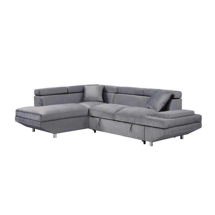 9412GY*SC - (2)2-Piece Sectional with Adjustable Headrests, Pull-out Bed and Left Chaise Half Price Furniture