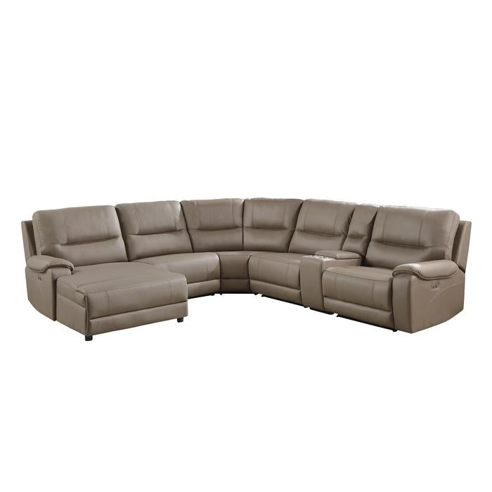 9429TP*6LCRRPWH - (6)6-Piece Modular Power Reclining Sectional with Power Headrests and Left Chaise Half Price Furniture