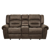 9467BR-2 - Double Glider Reclining Love Seat with Center Console Half Price Furniture