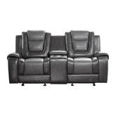 9470GY-2 - Double Glider Reclining Love Seat with Center Console Half Price Furniture