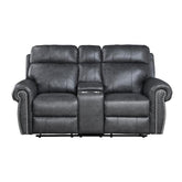 9488GY-2 - Double Reclining Love Seat with Center Console Half Price Furniture