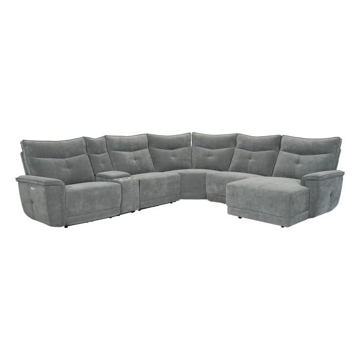 9509DG*6LRPWH5R - (6)6-Piece Modular Power Reclining Sectional with Power Headrests, Right Chaise and USB Ports Half Price Furniture