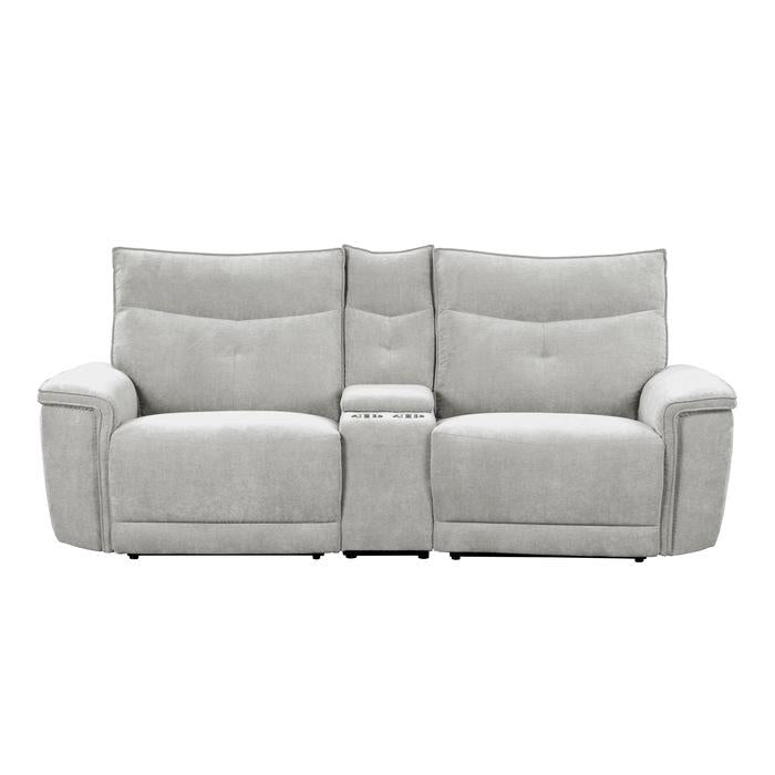 9509MGY-2CNPWH* - (3)Power Double Reclining Love Seat with Center Console, Power Headrests and USB Ports Half Price Furniture