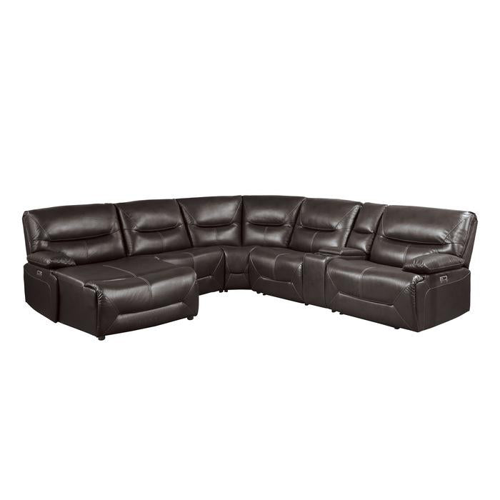 9579BRW*6LCRRPW - (6)6-Piece Power Reclining Sectional with Left Chaise Half Price Furniture