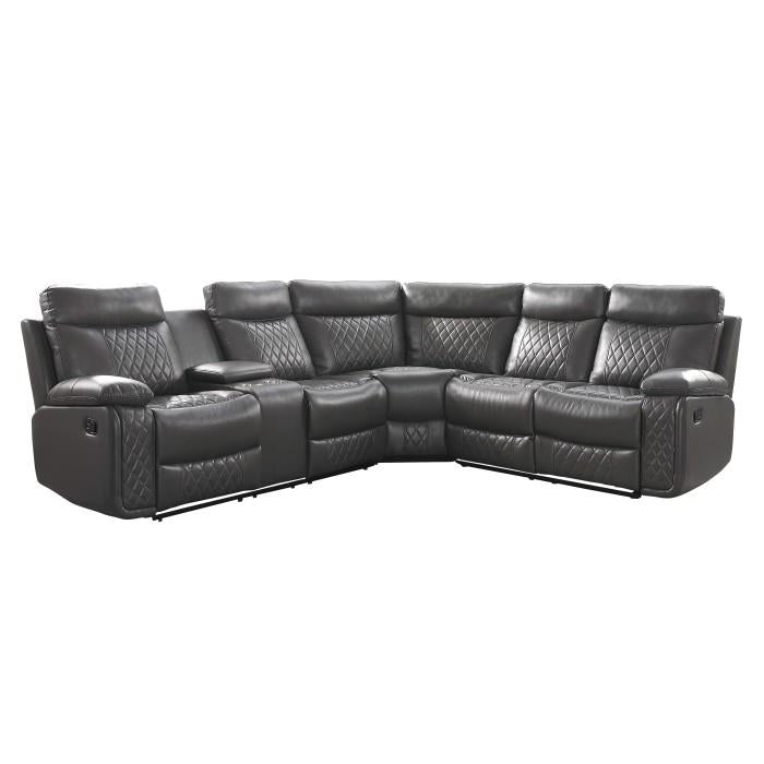 9599GRY*SC - (3)3-Piece Reclining Sectional with Left Console Half Price Furniture