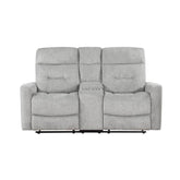 9610GY-2 - Double Reclining Love Seat with Center Console Half Price Furniture