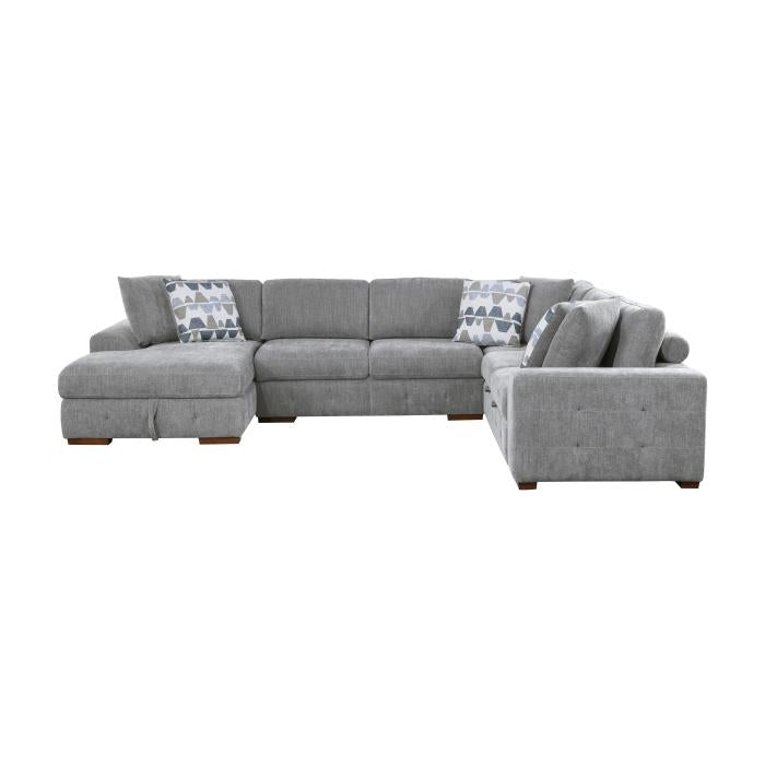 9624GY*42RLC - (4)4-Piece Sectional with Left Chaise Half Price Furniture