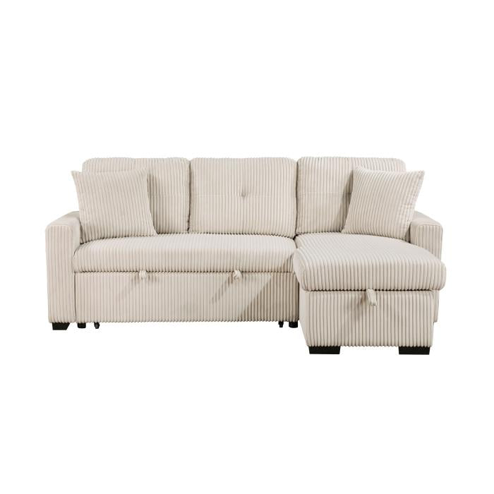 9649BE*SC - (3)3-Piece Reversible Sectional with Pull-out Bed and Hidden Storage Half Price Furniture