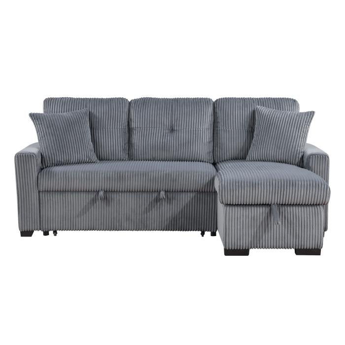 9649DG*SC - (3)3-Piece Reversible Sectional with Pull-out Bed and Hidden Storage Half Price Furniture