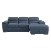 9808BUE*SC - (2)2-Piece Sectional with Adjustable Headrests, Pull-out Bed and Right Chaise with Hidden Storage Half Price Furniture