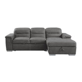 9808SGY*SC - (2)2-Piece Sectional with Adjustable Headrests, Pull-out Bed and Right Chaise with Hidden Storage Half Price Furniture