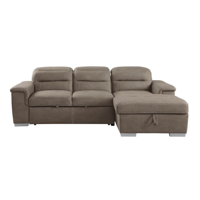 9808STP*SC - (2)2-Piece Sectional with Adjustable Headrests, Pull-out Bed and Right Chaise with Hidden Storage Half Price Furniture