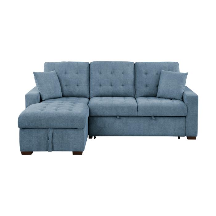 9816BU*2LCRL - (2)2-Piece Sectional with Left Chaise, Pull-out Bed and Hidden Storage Half Price Furniture