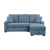 9816BU*2LLRC - (2)2-Piece Sectional with Right Chaise, Pull-out Bed and Hidden Storage Half Price Furniture