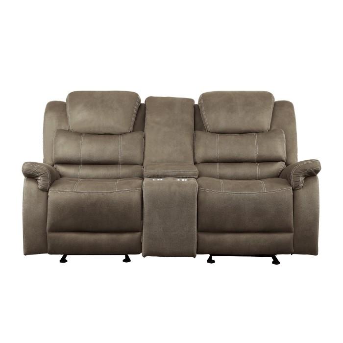 9848BR-2 - Double Glider Reclining Love Seat with Center Console Half Price Furniture
