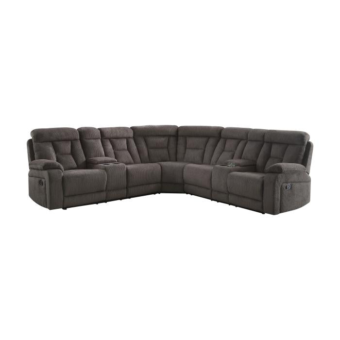 9914CH*SC - (3)3-Piece Reclining Sectional with 2 Consoles Half Price Furniture