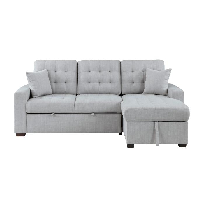 9916GY*2LLRC - (2)2-Piece Sectional with Pull-out Bed and Right Chaise with Hidden Storage Half Price Furniture