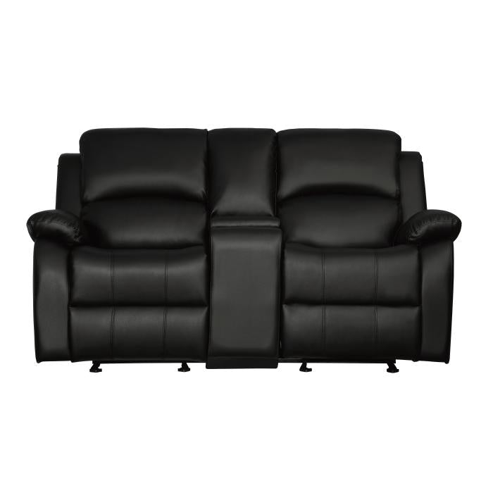 9928BLK-2 - Double Glider Reclining Love Seat with Center Console Half Price Furniture