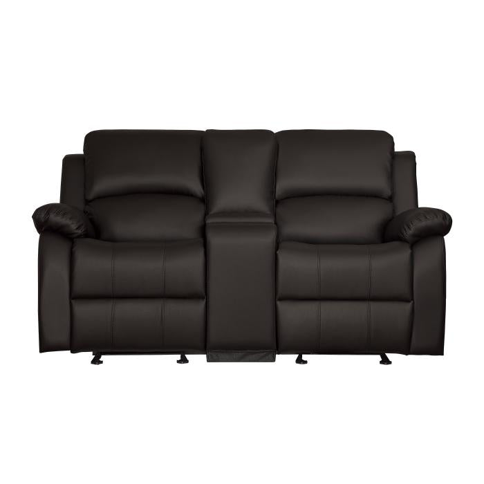 9928DBR-2 - Double Glider Reclining Love Seat with Center Console Half Price Furniture