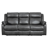 9990GY-3 - Double Lay Flat Reclining Sofa with Center Drop-Down Cup Holders Half Price Furniture