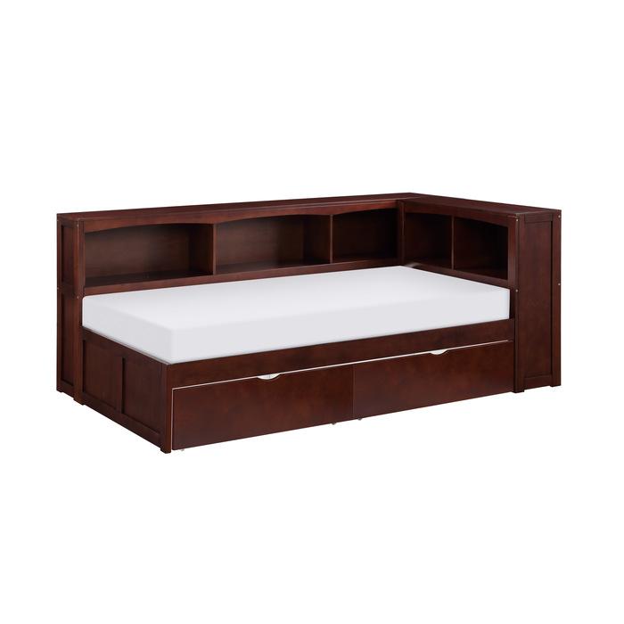 B2013BCDC-1BCT* - (4) Twin Bookcase Corner Bed with Storage Boxes Half Price Furniture