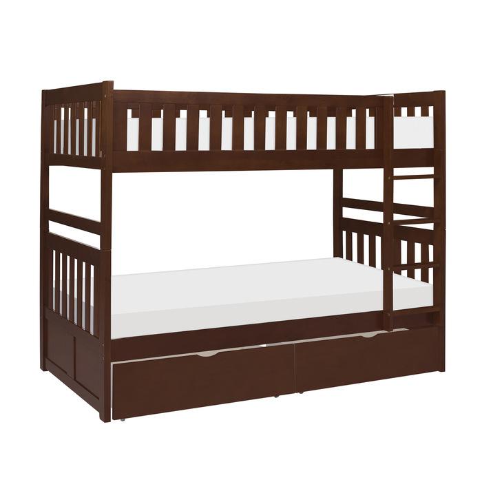 B2013DC-1*T - (4) Twin/Twin Bunk Bed with Storage Boxes Half Price Furniture