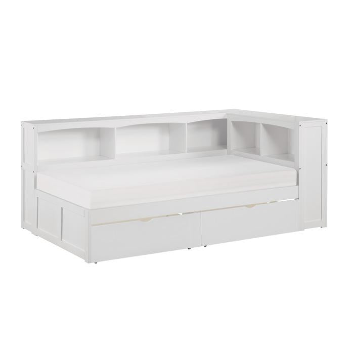 B2053BCW-1BCT* - (4) Twin Bookcase Corner Bed with Storage Boxes Half Price Furniture