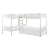 B2053CNW-1R* - (4) Corner Bunk Bed with Twin Trundle Half Price Furniture