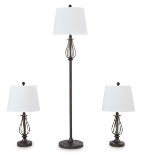 Brycestone Floor Lamp with 2 Table Lamps - Half Price Furniture