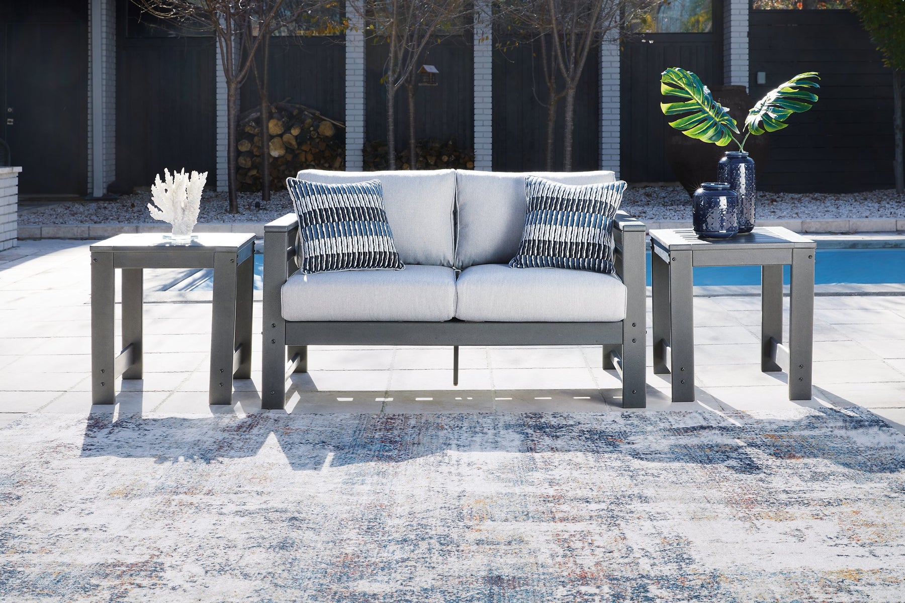 Amora Outdoor Loveseat with Cushion - Half Price Furniture