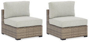 Calworth Outdoor Armless Chair with Cushion (Set of 2) Half Price Furniture