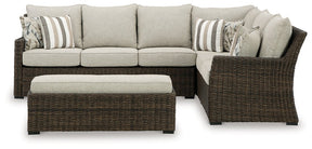 Brook Ranch Outdoor Sofa Sectional/Bench with Cushion (Set of 3) - Half Price Furniture