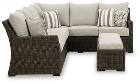 Brook Ranch Outdoor Sofa Sectional/Bench with Cushion (Set of 3) - Half Price Furniture