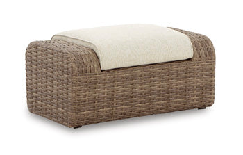 Sandy Bloom Outdoor Ottoman with Cushion - Half Price Furniture