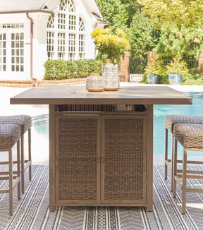 Walton Bridge Outdoor Bar Table with Fire Pit - Half Price Furniture