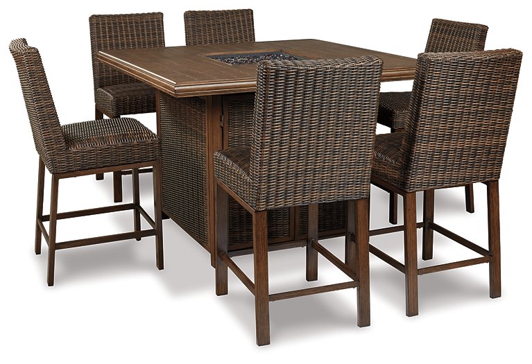 Paradise Trail Outdoor Counter Height Dining Table with 4 Barstools - Half Price Furniture