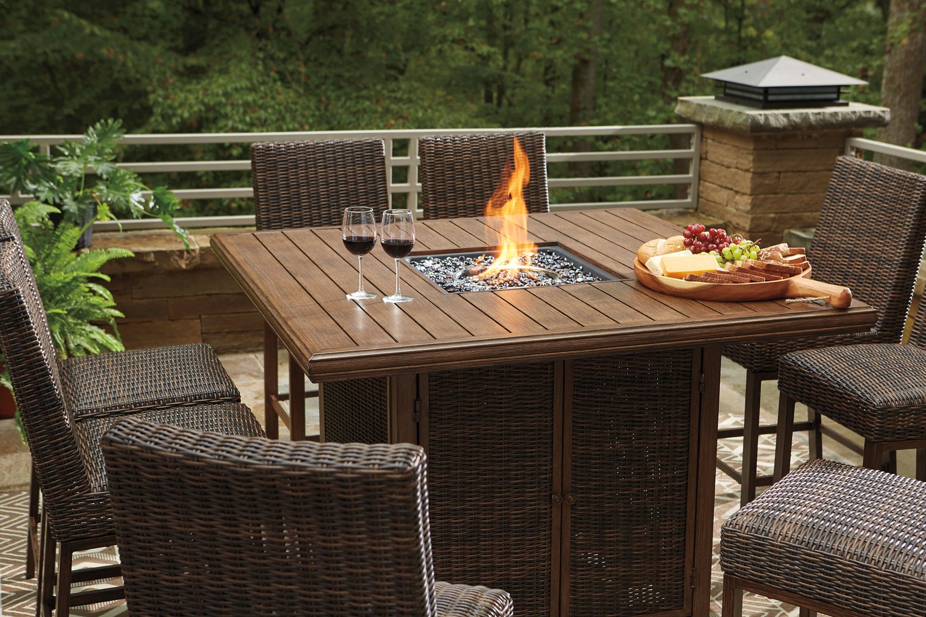 Paradise Trail Bar Table with Fire Pit - Half Price Furniture