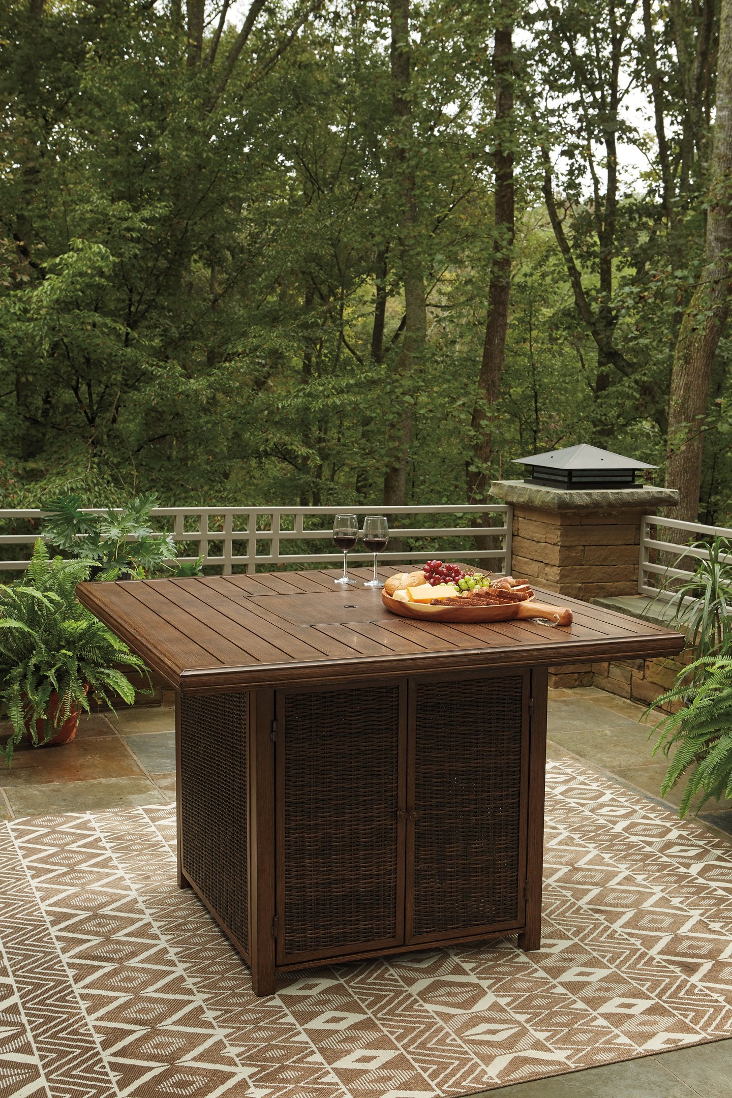 Paradise Trail Bar Table with Fire Pit - Half Price Furniture