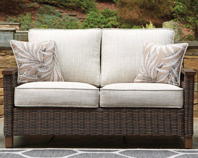 Paradise Trail Outdoor Loveseat, Lounge Chairs and Fire Pit Table - Half Price Furniture