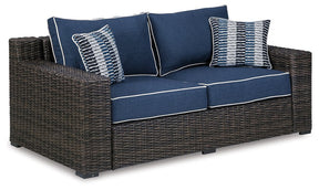 Grasson Lane Grasson Lane Nuvella Loveseat with Fire Pit Table - Half Price Furniture