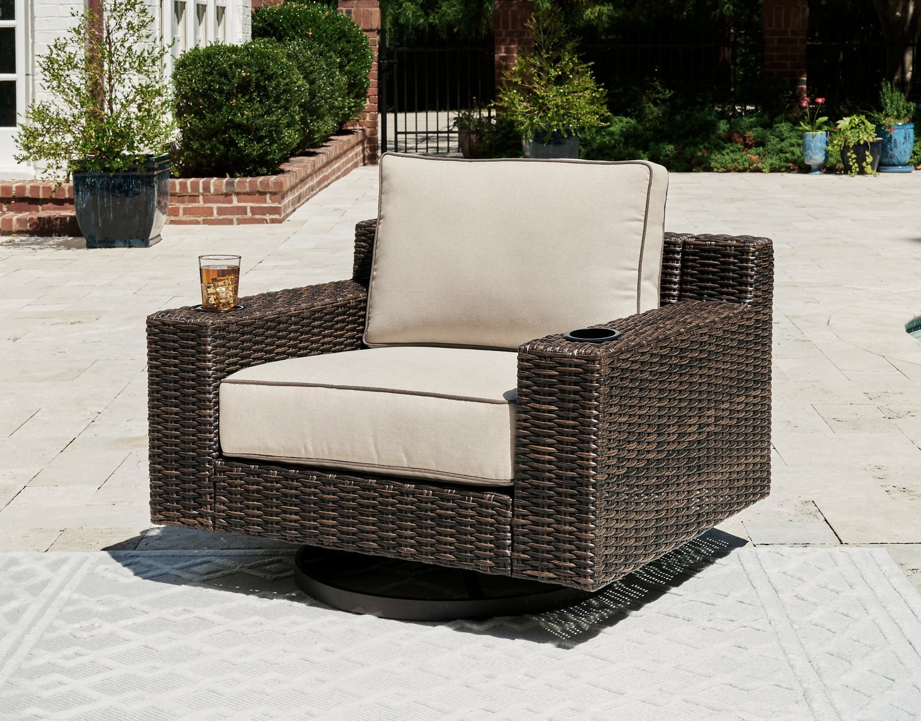 Coastline Bay Outdoor Swivel Lounge with Cushion - Half Price Furniture