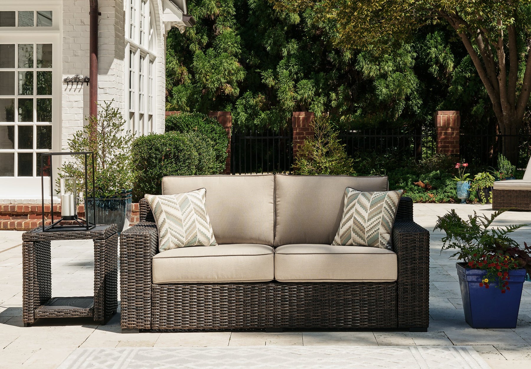 Coastline Bay Outdoor Loveseat with Cushion - Half Price Furniture