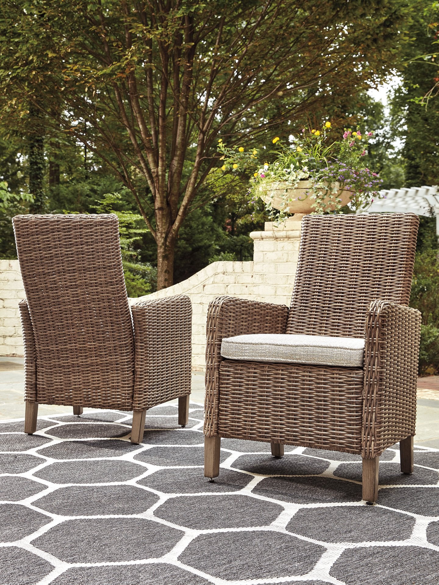 Beachcroft Outdoor Arm Chair with Cushion (Set of 2) - Half Price Furniture