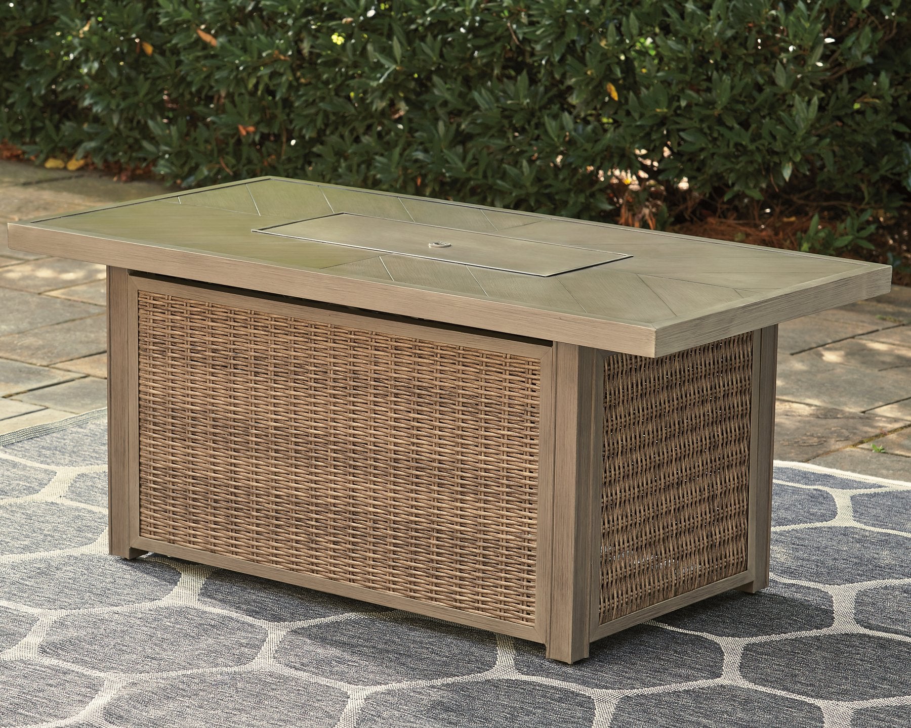 Beachcroft Beachcroft Fire Pit Table with Four Nuvella Swivel Lounge Chairs - Half Price Furniture