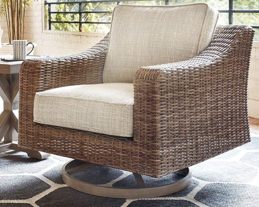 Beachcroft Outdoor Swivel Lounge with Cushion - Half Price Furniture