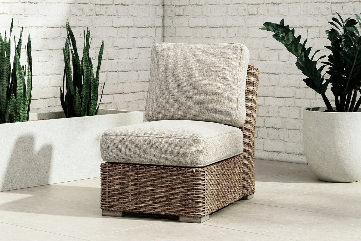 Beachcroft Outdoor Armless Chair with Cushion - Half Price Furniture