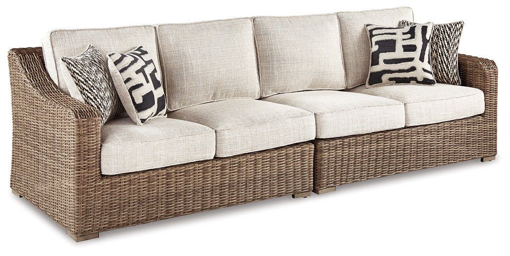 Beachcroft 2-Piece Outdoor Loveseat with Cushion Half Price Furniture